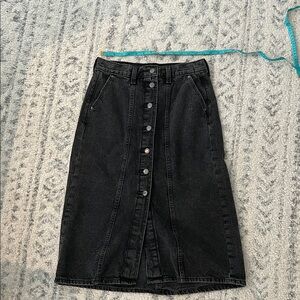 Old Navy Charcoal/black Denim Button-Down Midi Skirt